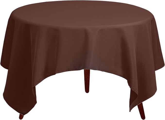 Gee Di Moda Square Tablecloth - 70 x 70 Inch Chocolate Table Cloth for Medium Square or Round Tables - Heavy Duty Washable Fabric - for Buffet Table, Holiday Party, Dinner, Wedding & Baby Shower