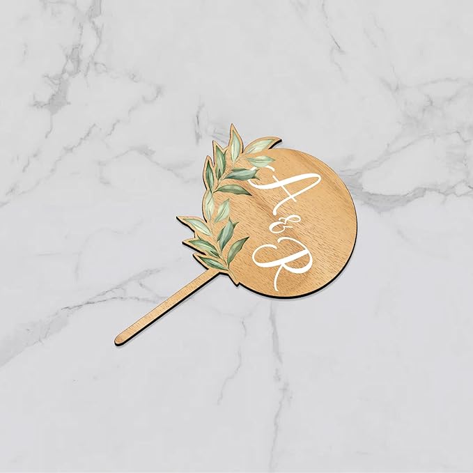 Custom Cupcake Toppers Cake Decorations in Wood for Wedding Engagement Baby Shower Birthday Party etc. (Design A / 36 PCS)