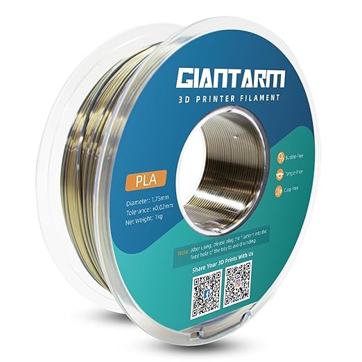 GIANTARM Dual Color PLA Filament, Silk PLA Filament 1.75mm +/-0.02mm,1KG Spool(2.2lbs) Vacuum Packaging, 3D Printing Filaments Fit Most FDM Printer