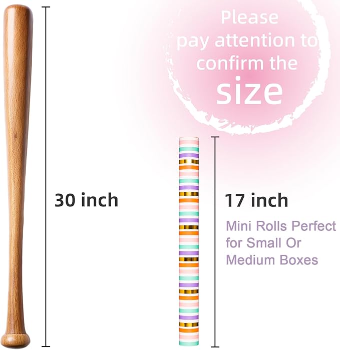 Yarcony Gift Wrapping Paper Roll, Rainbow Wrapping Paper, Colorful Stripes Gift Wrap with Gold Foil for Birthday, Baby Shower, Wedding, Christmas, All Occasions (Mini Roll, 17 Inch X 33 Feet)