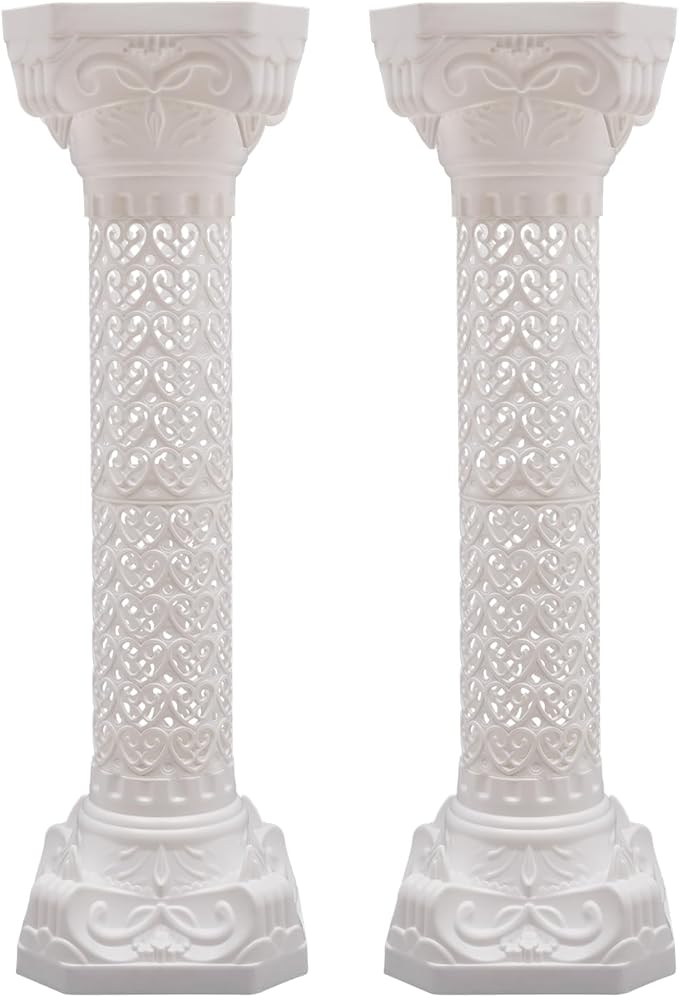 Roman Pillars Decoration Party Flower Pot Columns Set 2Pcs Decor Pedstal Stand 10.63 * 34.65in Flower Floral Wedding Party Event Road Decorative Columns (10.63 * 34.65in 2Pcs)