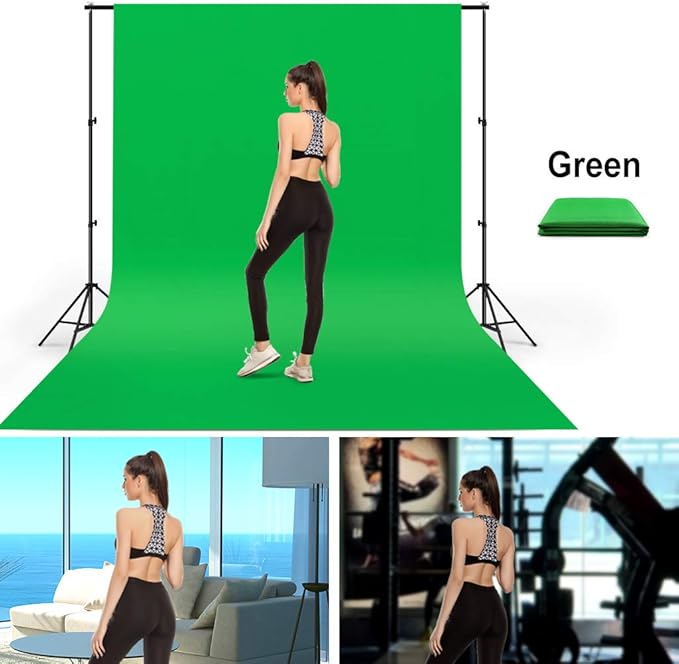 10X12ft Green Screen Backdrop for Photography, LCUIRC Chromakey Polyester Collapsible Greenscreen Background for Streaming, Photography, Zoom Meeting, Video Editing, Podcasting