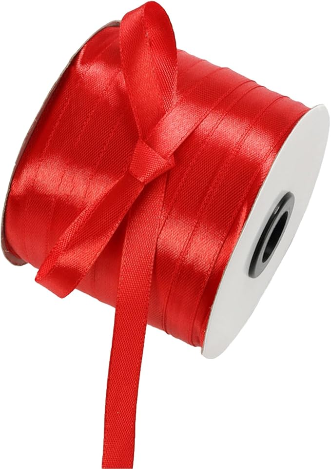 3/8 Inch Red Satin Ribbon 230 Yards Bulk Fabric Ribbons for Gift Wrapping, Scrapbooking, Crafts and DIY Projects, Wedding, Event Decor