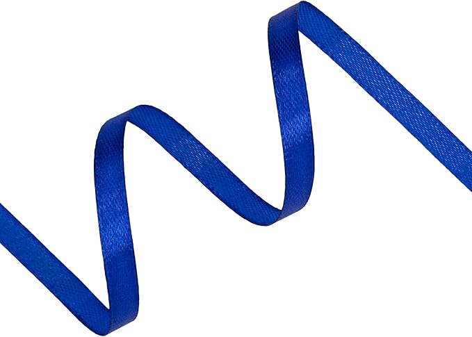 Royal Blue Satin Ribbon 1/4 inch X Continuous 100 Yards, Single Face Polyester Ribbon Perfect for Gift Wrapping, Flower Bouquet, Wedding Decor, Crafts, Bow Making, Sewing and More