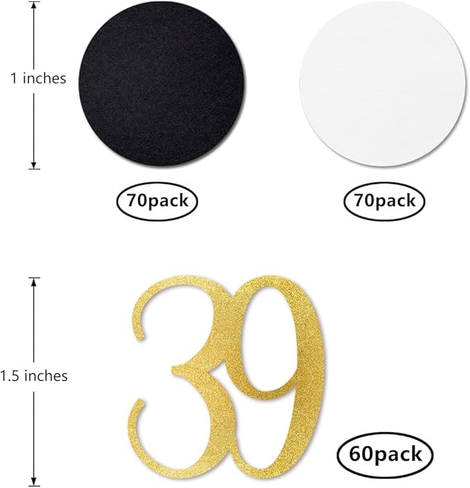 Gold Glitter 39 Confetti, 39th Birthday Number Confetti, 200pcs Anniversary Party Table Decoration Supplies