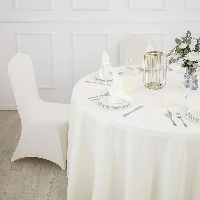 Ascoza 12pack 70 Inch Ivory Round Tablecloth in Polyester Fabric for Wedding/Banquet/Restaurant/Parties