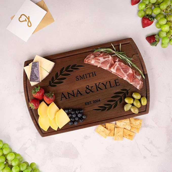 Personalized Wedding Gifts for Couples - Custom Cutting Board, Engraved Wood Charcuterie Board, Bridal Shower, Customized Kitchen Board, Unique Gift Idea for Newlyweds