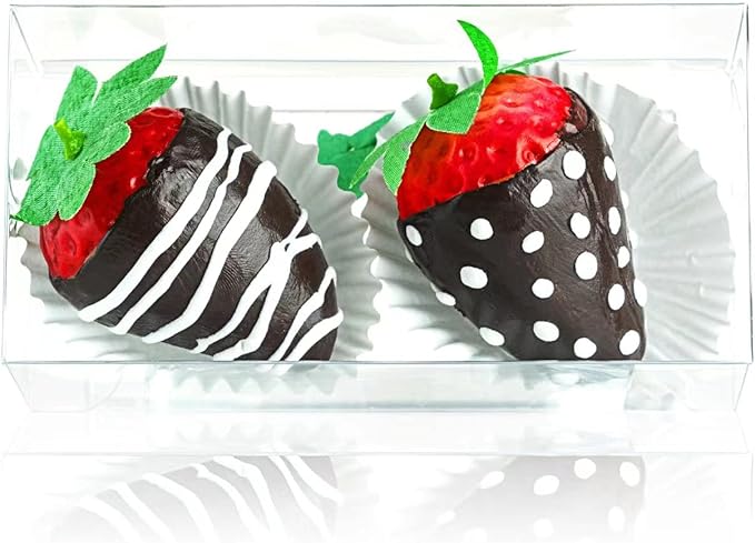 RomanticBaking 100 Pack 4 1/2" x 2 1/4" x 2" Small Chocolate Covered Strawberries Boxes for Mini Cupcakes, Hot Cocoa Bombs, Clear Plastic Party Favors for Christmas