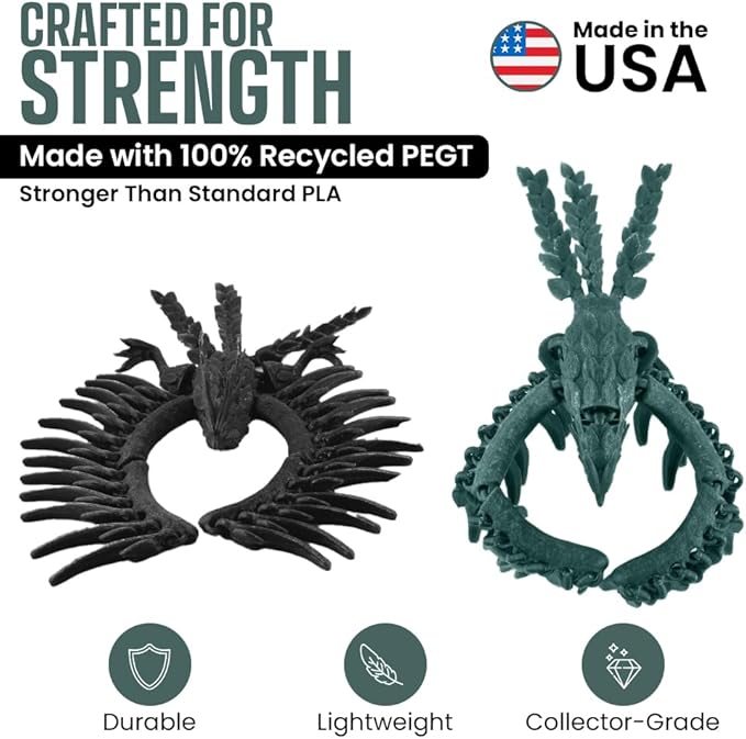 TwistedForge Articulated Forest Phoenix Figurines – 2‑Pack Mythical Creatures Made in USA from Recycled PETG – Poseable Collectible Fantasy Bird Models & Fidget Display Toys for Enthusiasts
