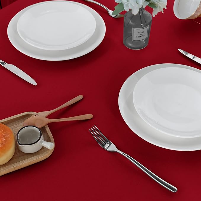 sancua 2 Pack Red Tablecloth 60 x 102 Inch, Rectangle 6 Feet Table Cloth - Stain and Wrinkle Resistant Washable Polyester Table Cover for Dining Tables, Buffet Parties and Camping