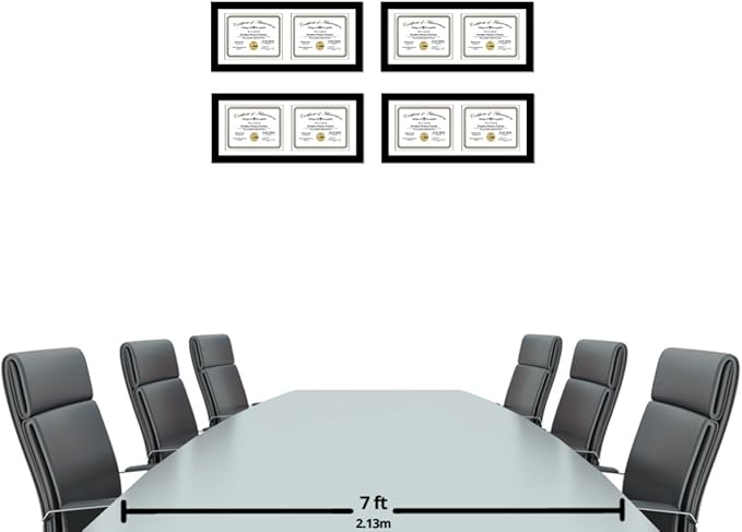 Creative Picture Frames 14X30Bk-W Black Horizontal Double Diploma Frame With 2 Opening White Mat, Holds 2-11X14-Inch Documents With Wall Hanger