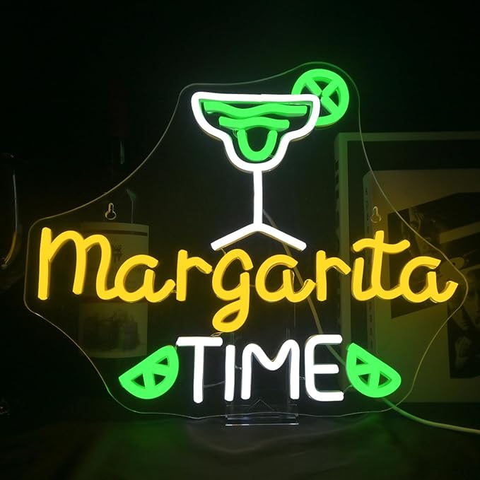Lucunstar Margarita Time Neon Sign for Wall Decor, Margarita Led Signs, USB Dimmable Neon Lights for Beer Bar Kitchen Restaurant Home Pub Party Man Cave Club Shops Hotel Store Business Gift