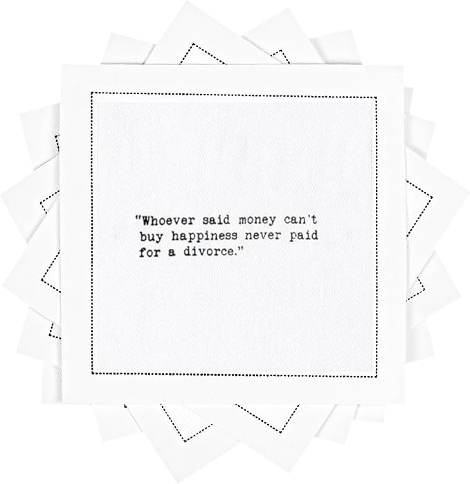 FIVE STAR NAPKINS Divorce Quotes, White Cotton Cocktail Napkins, Beverage Napkins, Bar Napkins, Cloth Napkins, Party Napkins, Events, Holidays, Weddings, Birthdays, Disposable, 4.5'' x 4.5''- (50x)
