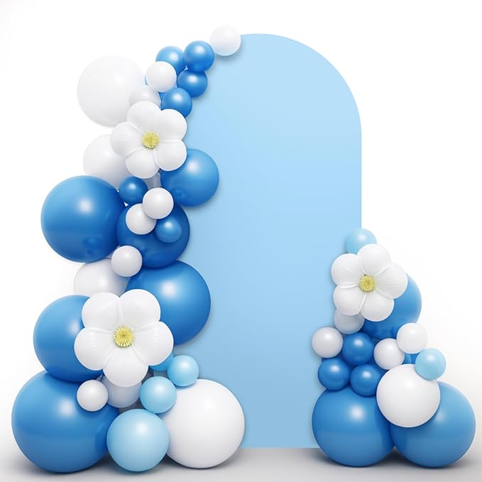 LEBENGURU Upgraded 7.2FT Wedding Arch Cover, Baby Blue Spandex Fitted Arch Backdrop Cover, Round Top Chiara Stand Covers for Birthday Party Baby Shower Banquet Balloon Décor