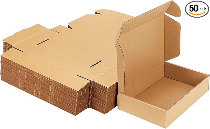 MEBRUDY 9x6x2 Inches Shipping Boxes Pack of 50, Small Corrugated Cardboard Box for Mailing Packing Literature Mailer