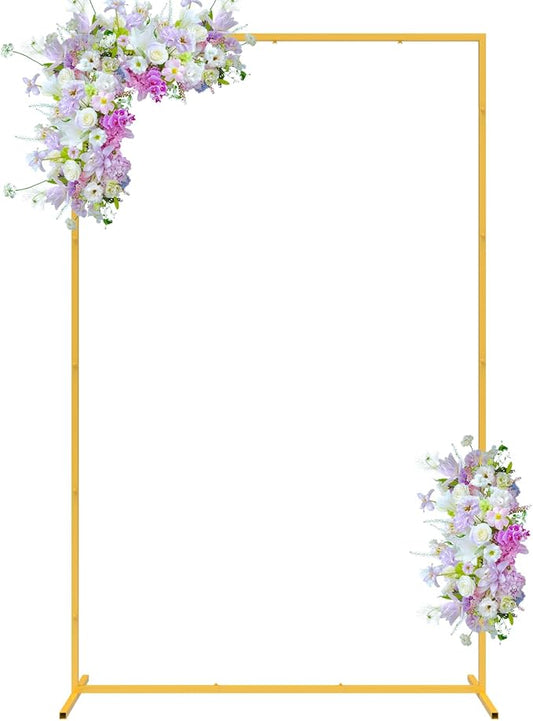 6.6FT x 4FT Wedding Arch Backdrop Gold Square Backdrop Stand Metal Balloon Arch Stand Rectangular Frame for Birthday Party Baby Shower Anniversary Decoration