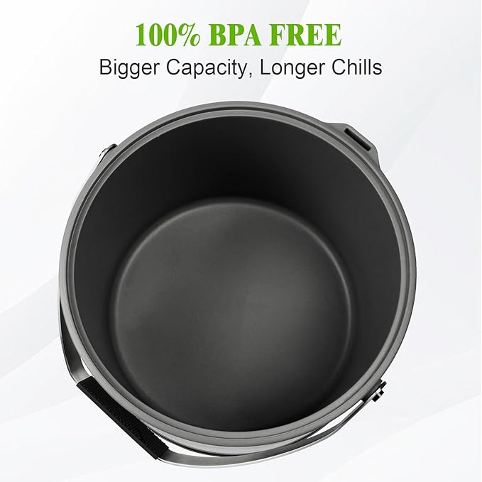 5QT/4.8L Double-Wall Insulated Ice Bucket with Scoop & Lid,Large Capacity Stainless Steel Beverage Bucket for Party Cocktail Bar, Champagnes (Black