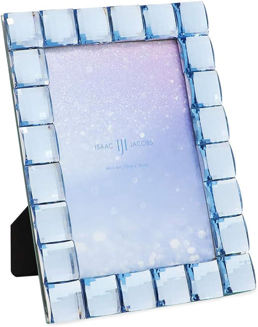 Isaac Jacobs Decorative Sparkling Light Blue Jewel Picture Frame, Photo Display & Home Décor (4x6, Light Blue)