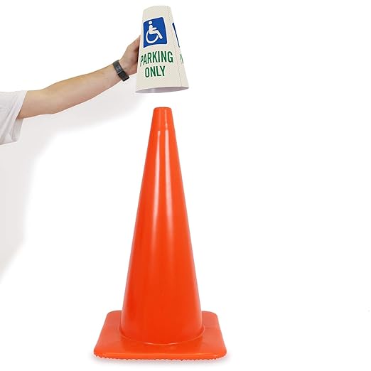 SmartSign “Handicapped Parking Only” Bright Reflective Cone Message Sleeve, [Cone Not Included]