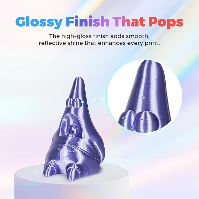 FLASHFORGE Silk PLA Filament 1.75mm Violet, 3D Printer Filament 1kg (2.2lbs) Spool, Smooth and Silky Texture 3D Printing Filament, Dimensional Accuracy +/- 0.02mm