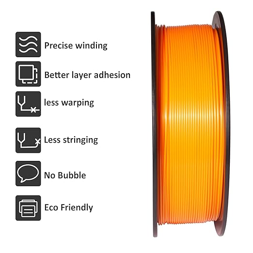 Geeetech Orange PLA 3D Printer Filament, PLA 3D Printer Filament 1kg Spool(2.2lbs) Dimensional Accuracy +/- 0.02 mm, 3D Printing Filament Fits for Most FDM 3D Printers
