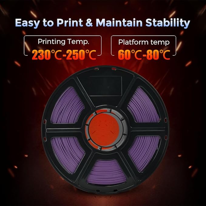 FLASHFORGE Carbon Fiber PETG Filament 1.75mm, Carbon Fiber PETG 3D Printer Filament, 1KG Spool Dimensional Accuracy +/- 0.02mm, Lightweight & Heat-Resistant & Moisture Free (Iris Purple)
