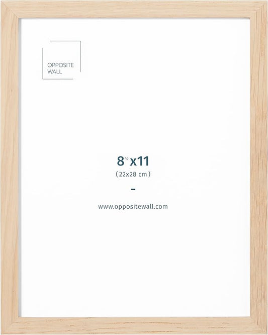 Opposite Wall - 8.5 x 11 in - Natural Solid Oak Wood Picture Frames - Lightweight, Versatile & Shatterproof - Wall Hanging & Tabletop Photo Frame - Office, Gallery & Home Decor