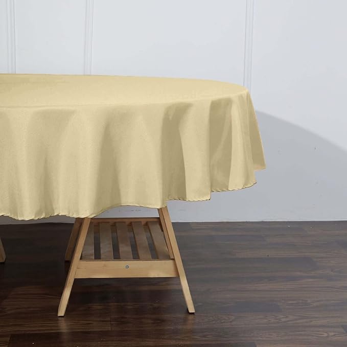 Efavormart Round Tablecloth, 90 Inch Stain & Wrinkle Resistant Washable Table Cloth, Decorative Polyester Fabric Table Cover for Banquet, Wedding, Dining- Champagne