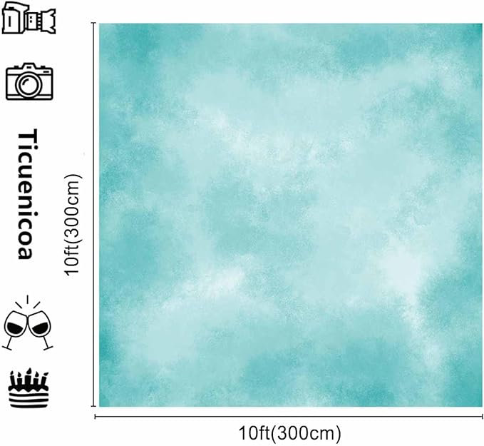 10x10ft Aqua Abstract Solid Photography Backdrops Gradient Portrait Photo Booth Background for Photographyer