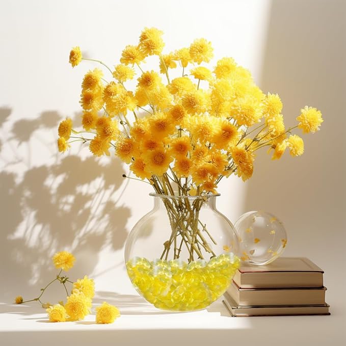 340 PCS Yellow Acrylic Flat Marbles Decorative Gems Table Confetti for Vase Fillers,Table Scatters,Fall Decor,Floral Display,Party Decoration,7 OZ