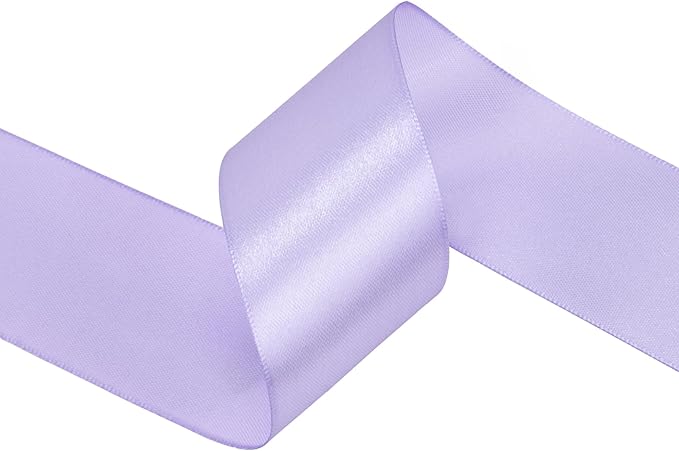 Lavender Satin Ribbon 1-1/2 inch X Continuous 100 Yards, Single Face Polyester Ribbon Perfect for Gift Wrapping, Flower Bouquet, Wedding Decor, Crafts, Bow Making, Sewing and More