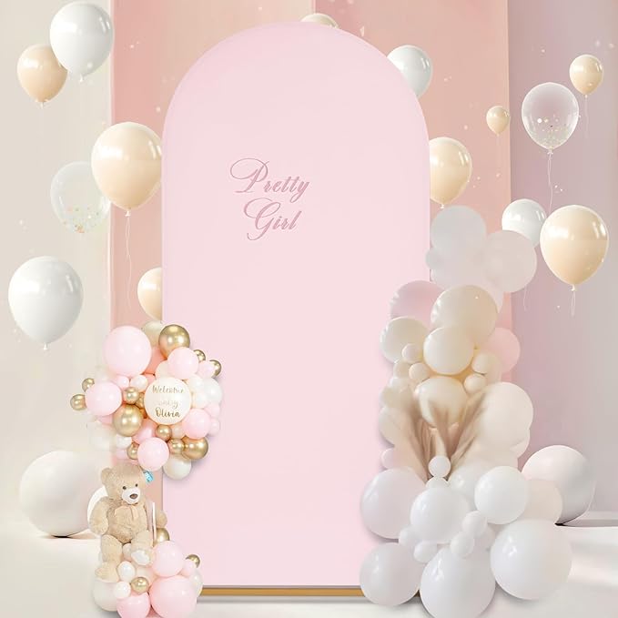SoarDream Pink Spandex Arch Cover 6FT Wedding Arch Backdrop Cover Stretchy Backdrop Chiara Wall Arch Stand Cover for Wedding Birthday Balloon Decorations- Ideal for Balloon Arches