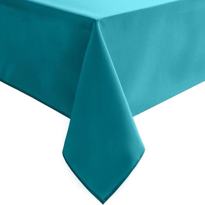 Hiasan Rectangle Tablecloth - Water Resistant and Spillproof Kitchen Washable Polyester Fabric Table Cloth for 6 Foot Tables, 70 x 90 Inch, Turquoise