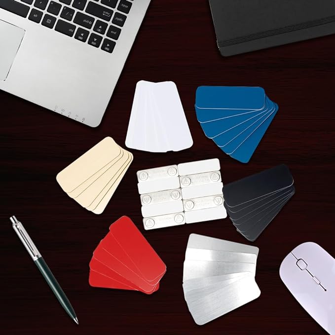 White Name Tag Blanks – 25 Pack, 1" x 3", Round Corners, Durable Plastic, DIY Engravable Badges with Magnetic Backing – All Quality Badges