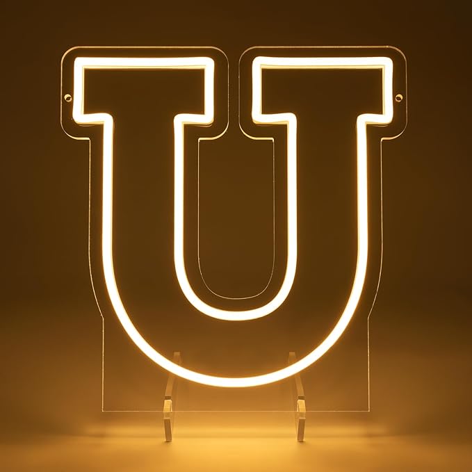 Light Up Letters U, Led Marquee Letter Lights Neon Sign, 13.9" Height Decorative Lighted Alphabet Number, Battery/USB Powered Led Letters Lights for Wedding, Birthday, Party, Christmas or Home Decor