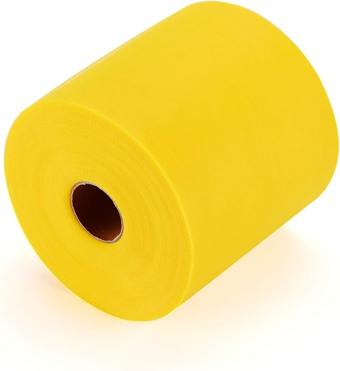Tulle Rolls 6” by 100 Yards (300 feet) Tulle Roll Spool Fabric for DIY Tutu Skirts Wedding Baby Shower Crafts Decorations Party Supplies (Yellow)