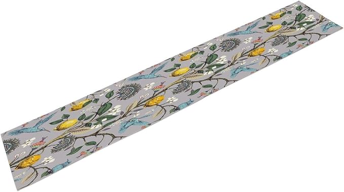 Table Runner with Flowers and Birds, Spring Plant Flowers Table Decoration Linen Table Runner Family Party Party Decorations 13x70 Inches