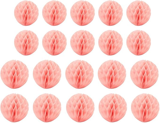 20pcs Honeycomb Flower Balls Party Honeycomb Balls Decoration Paper Flower Balls Tissue Paper Flower Ball Pom Poms Ball for Birthday Wedding Home Decor (3inch+6inch, Peach)