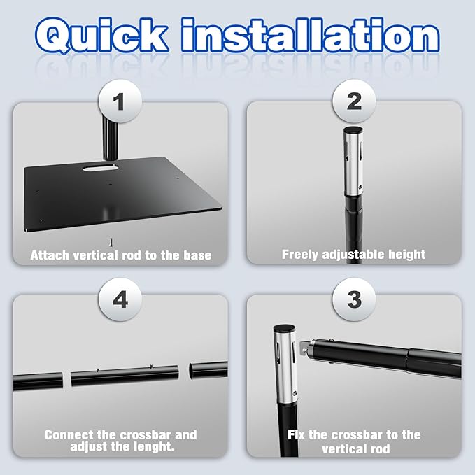 Pipe and Drape Backdrop Stand 10ftx10ft Adjustable Background Support System Heavy Duty Background Stand for Wedding Banquet Decorations Black