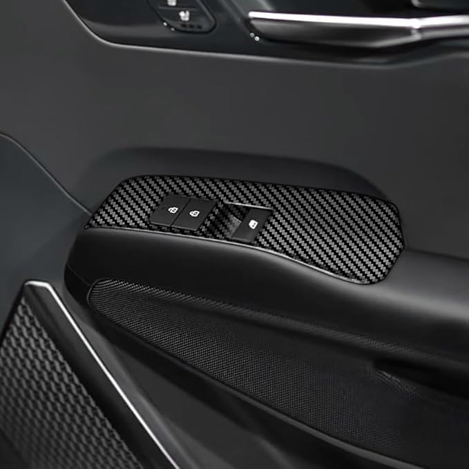 4pcs Carbon Fiber Style Front Rear Doors Window Glass Lift Switch Panel Cover Decorative Sticker Protection Car Interior Accessories for 2023-2025 KIA EV9 KT15