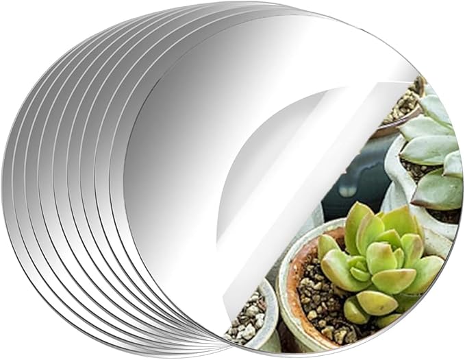 9PCS 8inch Round Mirror Centerpieces for Tables, Acrylic Circle Mirror Centerpieces for Table Candle Plate Circle Mirror Trays for Wedding Centerpieces Baby Shower Party Decorations