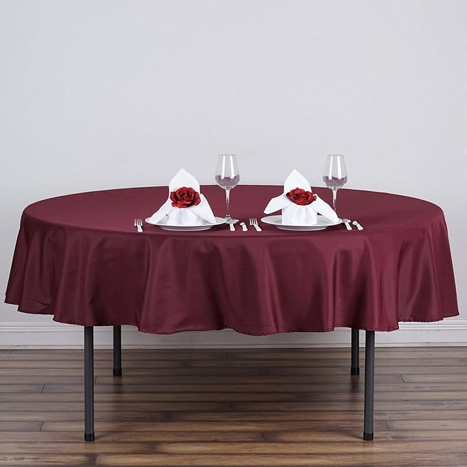 Efavormart Round Tablecloth, 90 Inch Stain & Wrinkle Resistant Washable Table Cloth, Decorative Polyester Fabric Table Cover for Banquet, Wedding, Dining- Burgundy