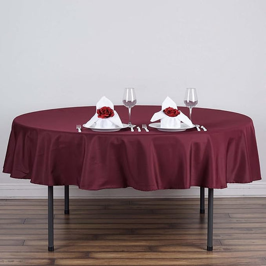 Efavormart Round Tablecloth, 90 Inch Stain & Wrinkle Resistant Washable Table Cloth, Decorative Polyester Fabric Table Cover for Banquet, Wedding, Dining- Burgundy