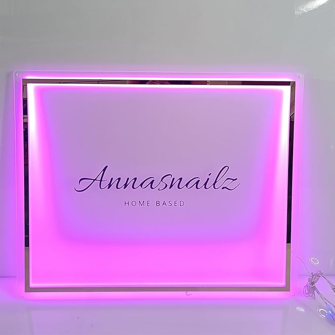 Custom LED Neon Sign for Business - Personalized Backlit Logo Sign, Floating Acrylic Metal Wall Decor for Salon, Office, Bar, Shop, Studio Illuminated Light Up Sign