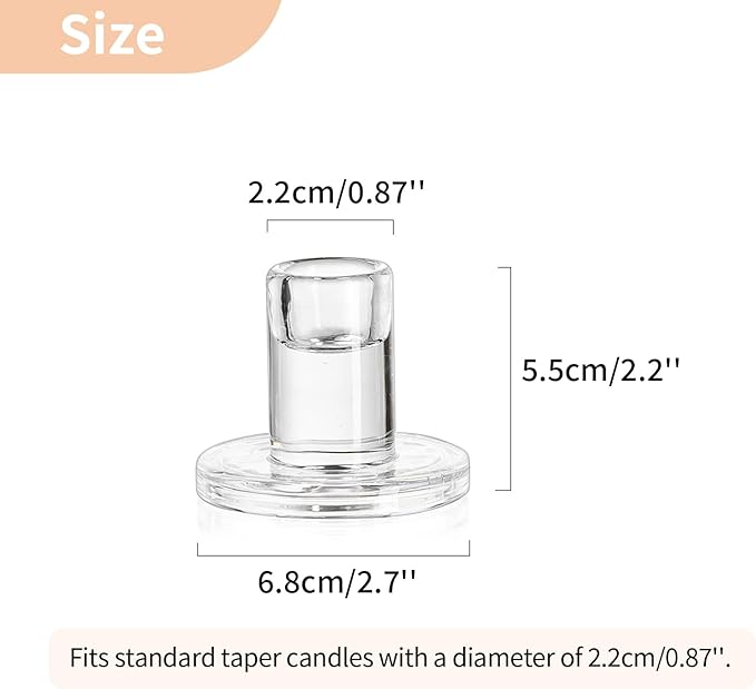 NUPTIO Candle Stick Candle Holder: Set of 20 Short Taper Candlestick Holders Bulk Small Modern Glass Tapered Candleholders for Wedding Christmas Holiday Centerpiece