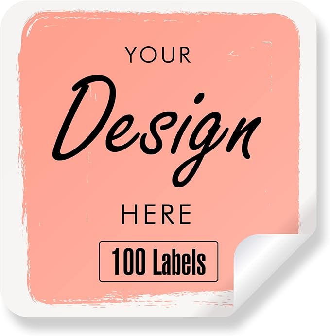 Custom Personalized Labels - Square 3"x3" Stickers With Any Design, Image, Logo, Text - Thank You Labels for Business, 100 Count