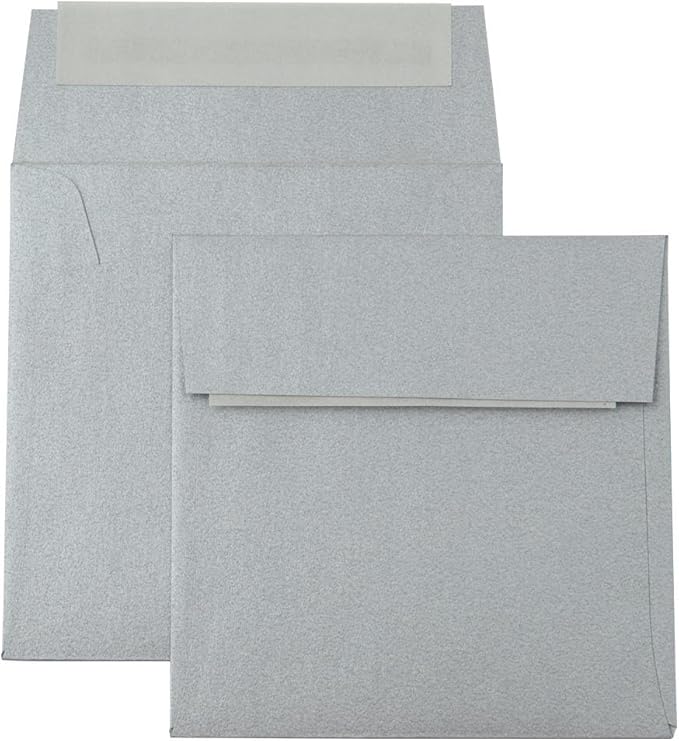 LUXPaper Square Invitation Envelopes | Peel & Press | 3 1/4" x 3 1/4" | Silver Metallic | 80lb. Text | 50 Qty