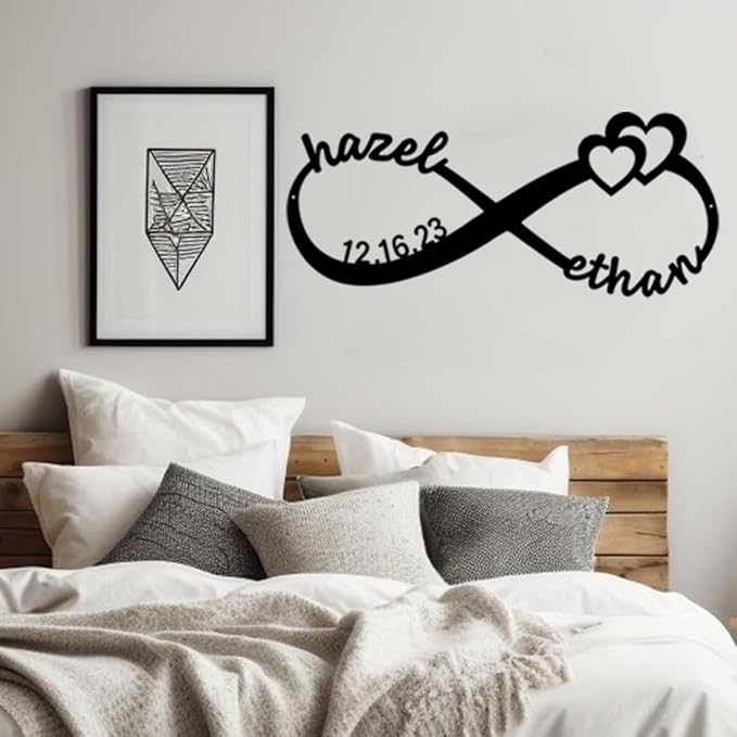 NAZENTI Personalized Metal Sign Infinity Gift For Couple, Wedding Gift, Family Name Sign, Outdoor Name, Anniversary, Home Decor, Front Door