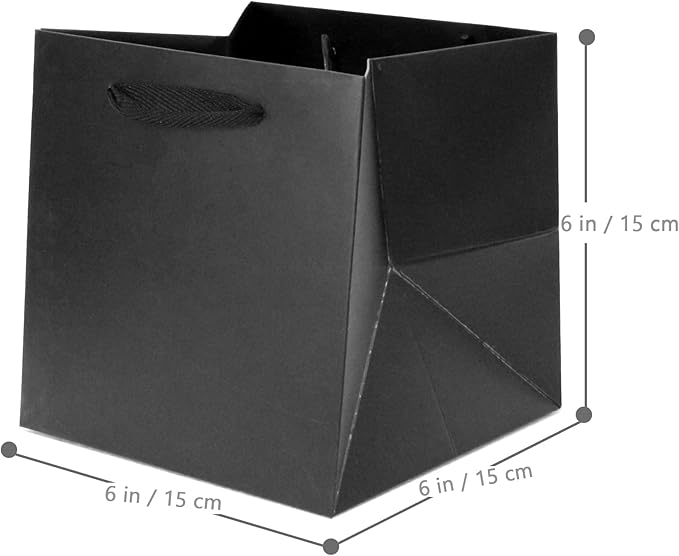 Silver Paper Gift Bags Small Square Bottom Kraft Cardboard Paper Bag With Handles for Baby Shower, Wedding, Birtyday Party (Silver Grey, 6 x 6 x 6 in, 10 Pcs)