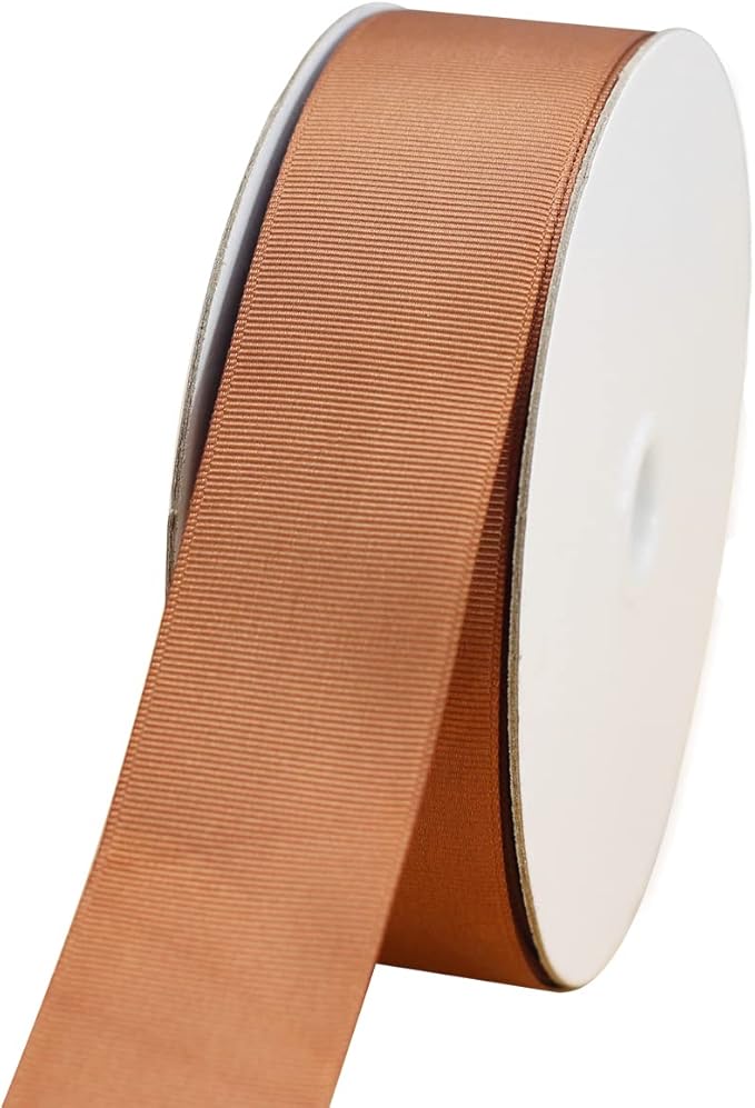 One Roll 50 Yards Soild Brown Grosgrain Ribbon 1 1/2 inch Flower Bouquets Ribbons-1.5 inch Thick Gift Wrapping Ribbon-DIY Crafts Bow Hair Headband Accessories Ribbons #842(38mm)
